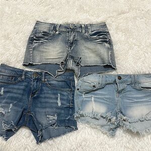 3 Pairs Of Denim Jean Shorts